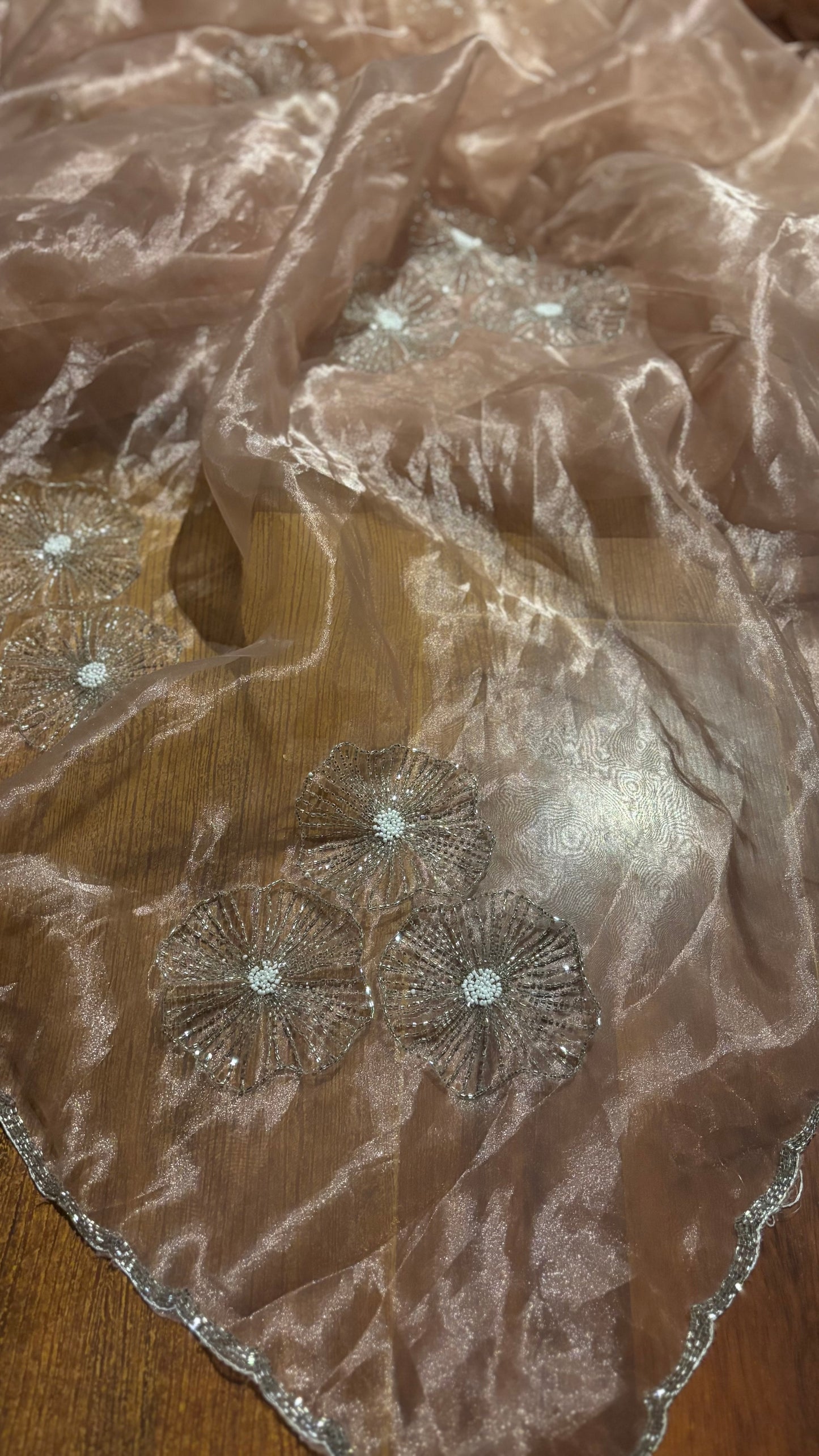 Handwork designer tissue organza sarees