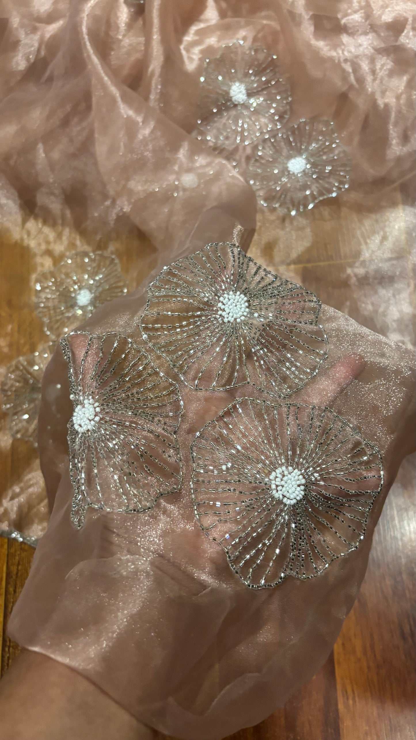 Handwork designer tissue organza sarees