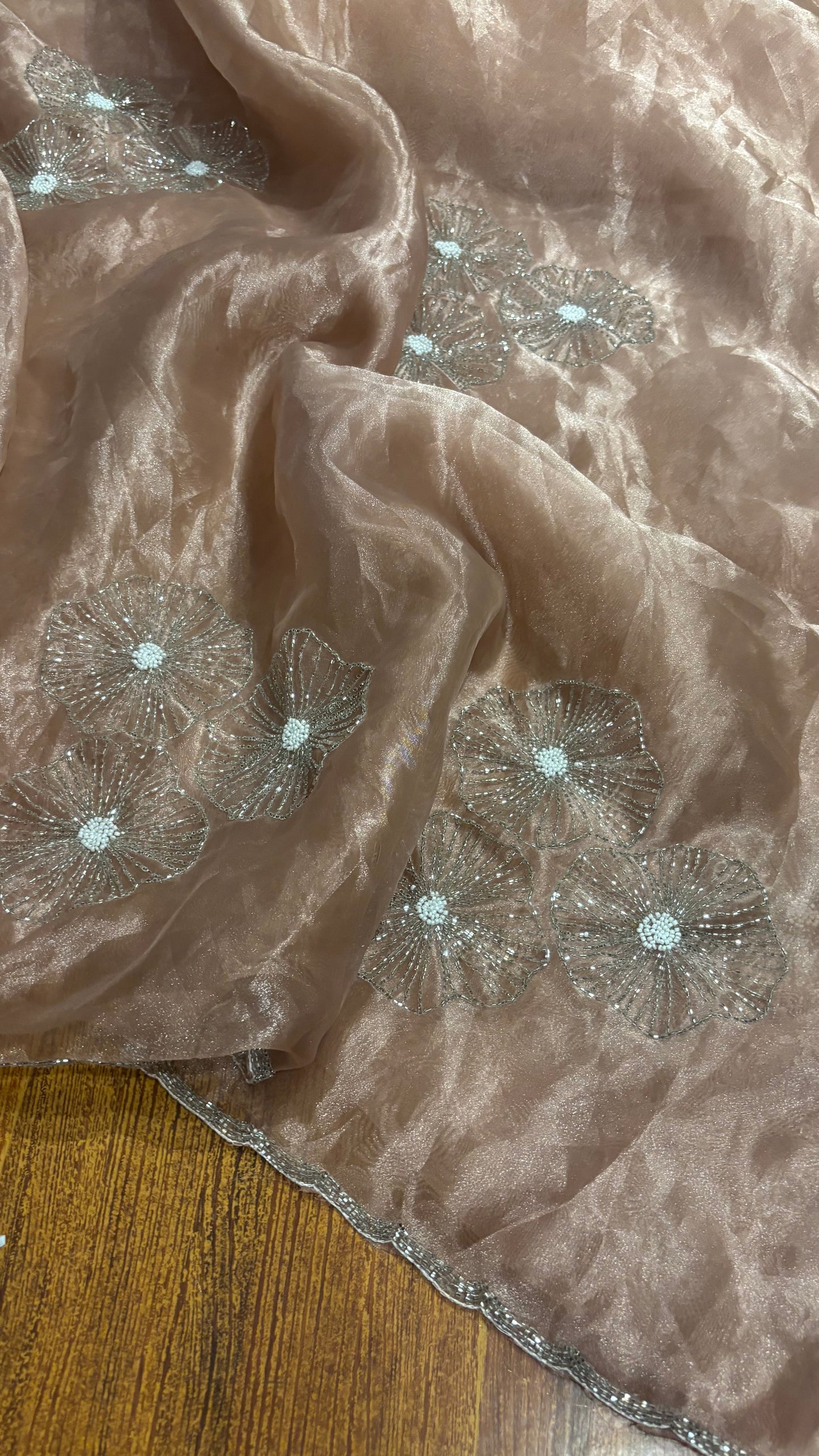 Handwork designer tissue organza sarees