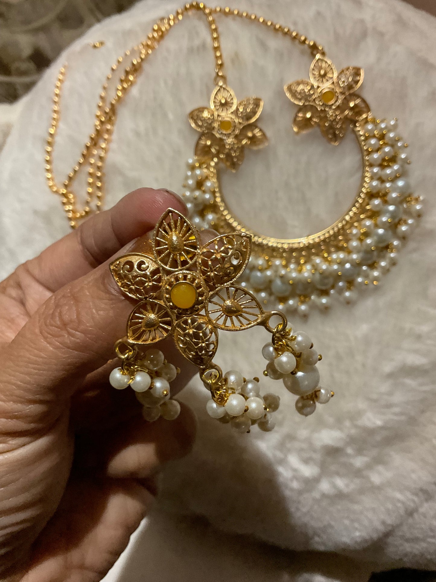 Golden handmade neck piece