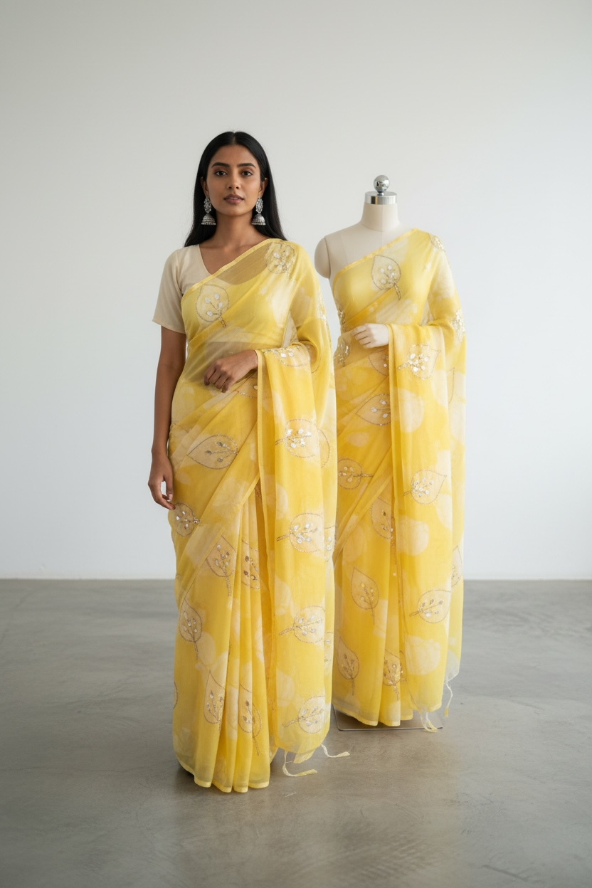 Chiffon sarees with gota work