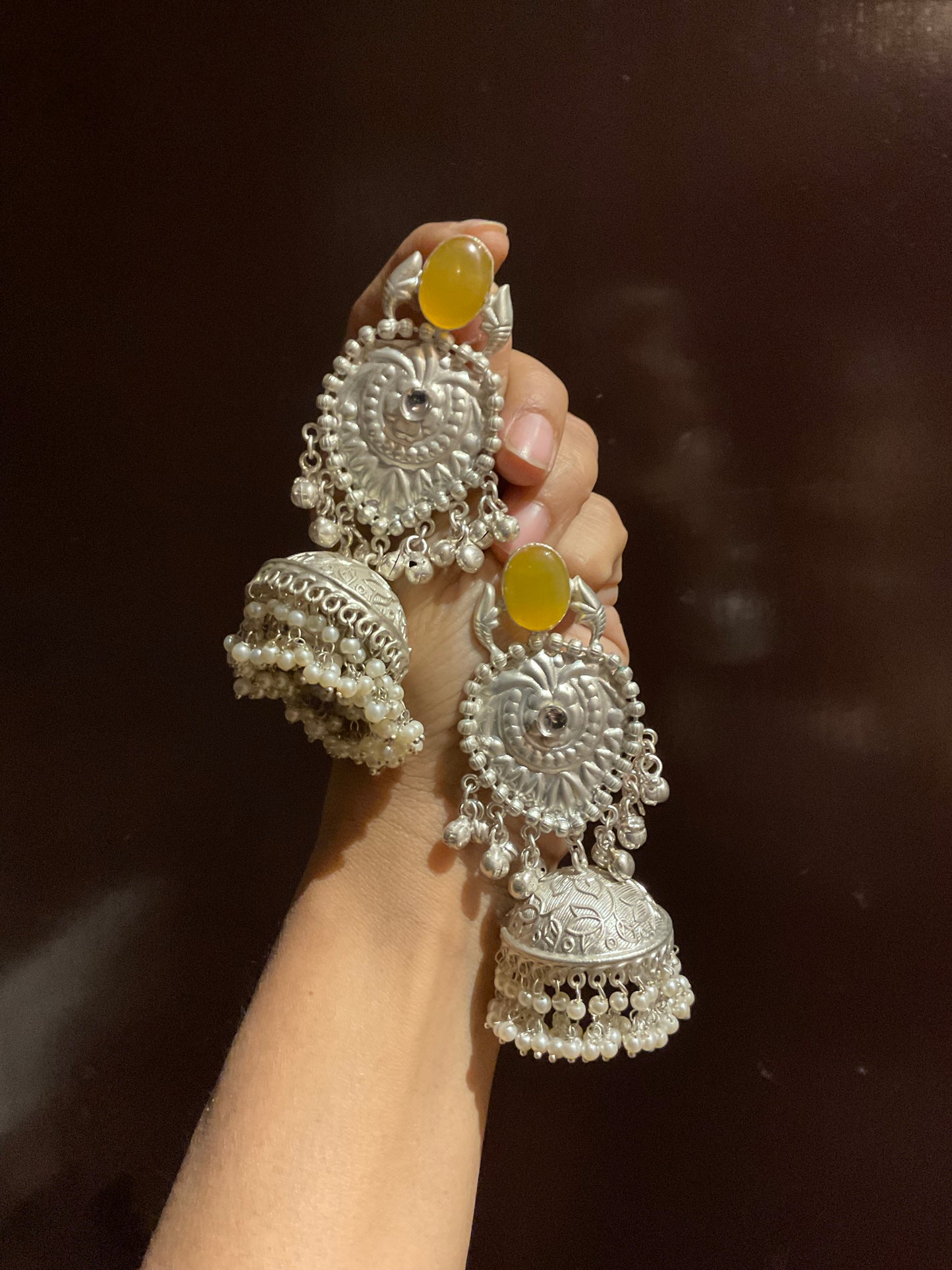 Silver thappa earrings