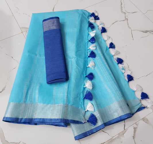 handloom linen saree